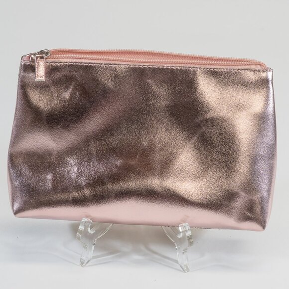 Macy's Clear PVC Metallic Pink Tote Bag with Glittered Inner Zipped Pouch - Picture 4 of 5